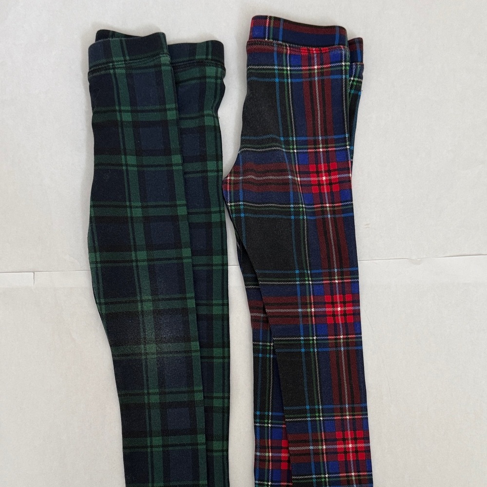 Crewcuts Tartan Plaid Leggings Set - Green and Red